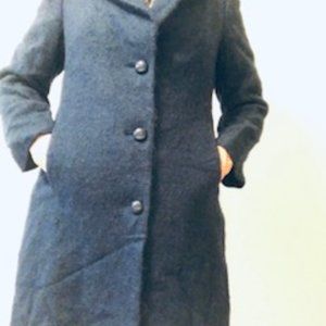 vintage, navy blue coat, no material description tags, naturally nappy material